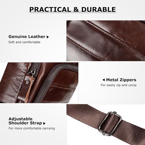 Genuine Leather Crossbody Bag for Men, Vintage Messenger Sling Shoulder Bag, Business Travel Satchel Pouch Handbag in Saudi Arabia