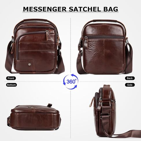 Genuine Leather Crossbody Bag for Men, Vintage Messenger Sling Shoulder Bag, Business Travel Satchel Pouch Handbag in Saudi Arabia