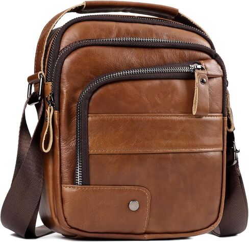 Genuine Leather Crossbody Bag for Men, Vintage Messenger Sling Shoulder Bag, Business Travel Satchel Pouch Handbag in Saudi Arabia