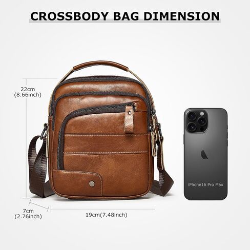Genuine Leather Crossbody Bag for Men, Vintage Messenger Sling Shoulder Bag, Business Travel Satchel Pouch Handbag in Saudi Arabia