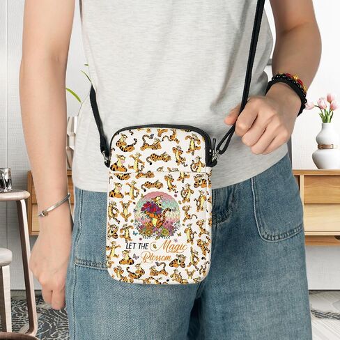 G2TUP Funny Tiger Crossbody Bag Anmial Fans Gift Let The Magic Blossom Tigers Adjustable Strap Bag in Saudi Arabia
