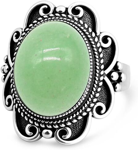 Retro Sterling Silver Natural Real Genuine Gemstone Bobo Bohemian Wide Ring,Antique Vintage Oval Crystal Stone Statement Ring Jewelry for Women in Kuwait