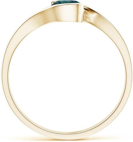 Angara Natural Semi Bezel-Set Solitaire Round Teal Montana Sapphire Bypass Ring in Silver / 14K Solid Gold/Platinum | Birthday, Engagement, Anniversary, Wedding Jewelry Gift for Women in Saudi Arabia