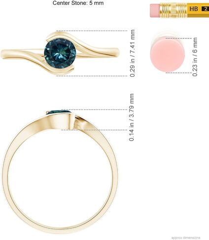 Angara Natural Semi Bezel-Set Solitaire Round Teal Montana Sapphire Bypass Ring in Silver / 14K Solid Gold/Platinum | Birthday, Engagement, Anniversary, Wedding Jewelry Gift for Women in Saudi Arabia