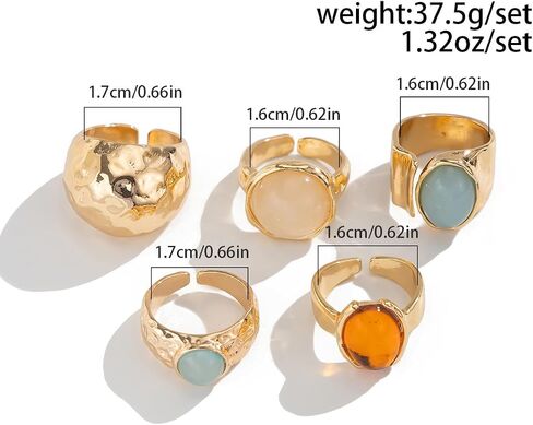 Vintage Chunky Open Rings Set Gold Punk Jewelry for Women Adjustable Open Geometric Knuckle Rings Set with Dome Edgy Fashion Body Festival Rave Accessories in Saudi Arabia