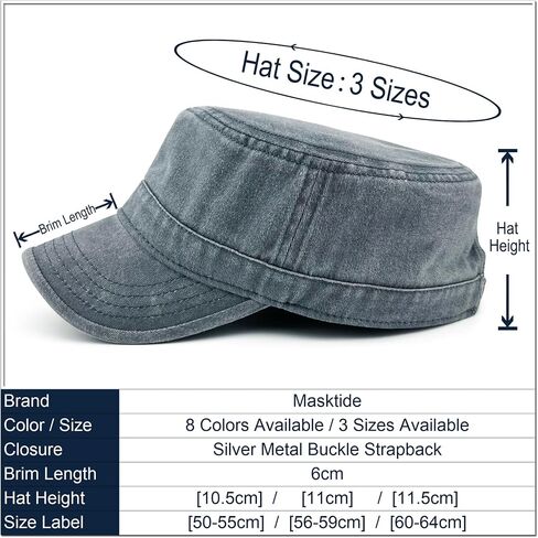 Oversize XXL Mens Washed Cotton Military Cadet Army Caps Basic Everyday Womens Classic Vintage Style Flat Top Hats in Saudi Arabia