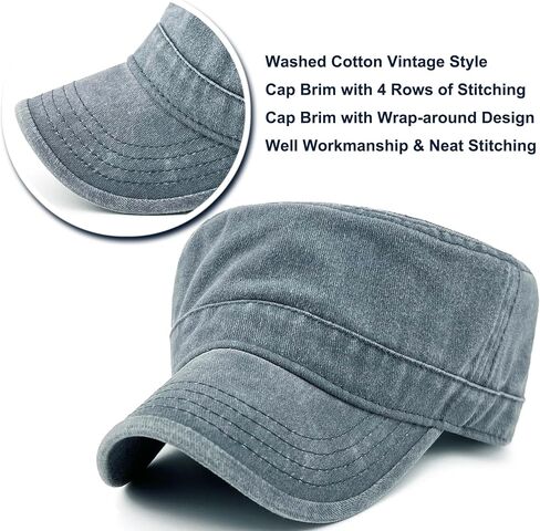 Oversize XXL Mens Washed Cotton Military Cadet Army Caps Basic Everyday Womens Classic Vintage Style Flat Top Hats in Saudi Arabia
