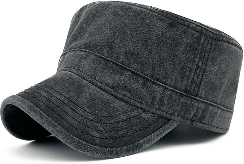 Oversize XXL Mens Washed Cotton Military Cadet Army Caps Basic Everyday Womens Classic Vintage Style Flat Top Hats in Saudi Arabia