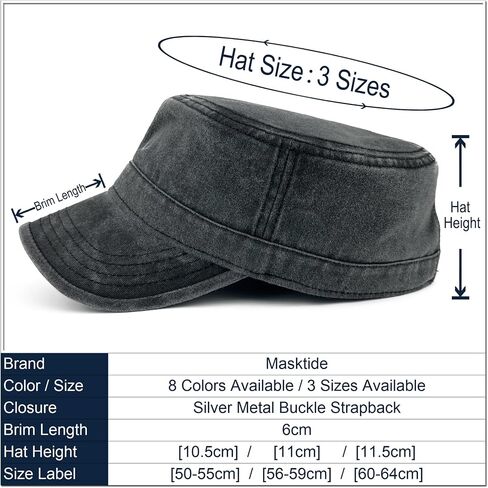 Oversize XXL Mens Washed Cotton Military Cadet Army Caps Basic Everyday Womens Classic Vintage Style Flat Top Hats in Saudi Arabia