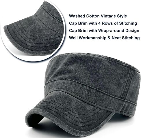 Oversize XXL Mens Washed Cotton Military Cadet Army Caps Basic Everyday Womens Classic Vintage Style Flat Top Hats in Saudi Arabia