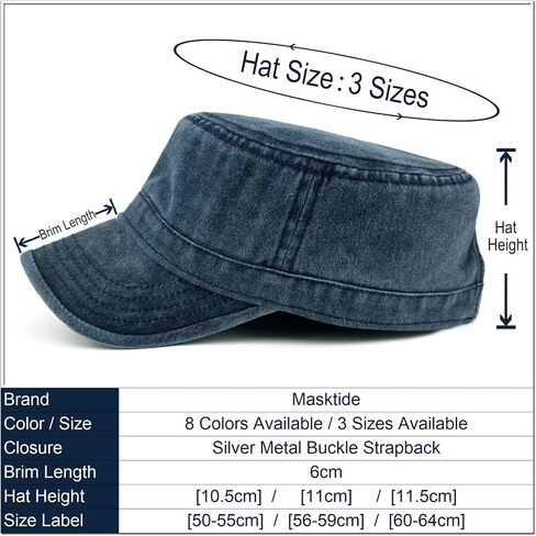 Oversize XXL Mens Washed Cotton Military Cadet Army Caps Basic Everyday Womens Classic Vintage Style Flat Top Hats in Saudi Arabia