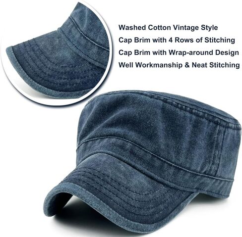 Oversize XXL Mens Washed Cotton Military Cadet Army Caps Basic Everyday Womens Classic Vintage Style Flat Top Hats in Saudi Arabia