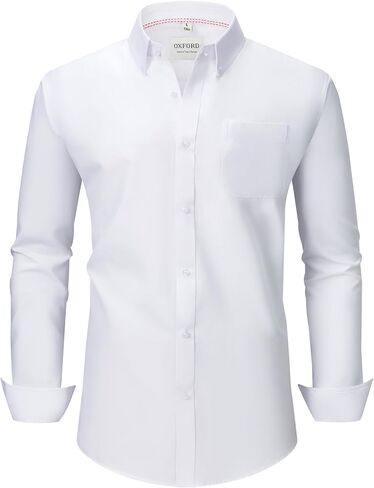 قميص أعمال قطن أوكسفورد القطن الطويل للرجال ، وملاءمة كلاسيكية مقاومة للتجاعيد للعمل/الأحجام غير الرسمية والكبيرة والطويلة in Kuwait