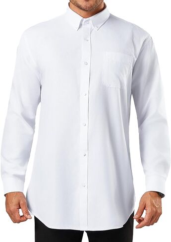 قميص أعمال قطن أوكسفورد القطن الطويل للرجال ، وملاءمة كلاسيكية مقاومة للتجاعيد للعمل/الأحجام غير الرسمية والكبيرة والطويلة in Kuwait