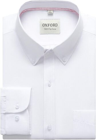 قميص أعمال قطن أوكسفورد القطن الطويل للرجال ، وملاءمة كلاسيكية مقاومة للتجاعيد للعمل/الأحجام غير الرسمية والكبيرة والطويلة in Kuwait