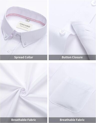 قميص أعمال قطن أوكسفورد القطن الطويل للرجال ، وملاءمة كلاسيكية مقاومة للتجاعيد للعمل/الأحجام غير الرسمية والكبيرة والطويلة in Kuwait