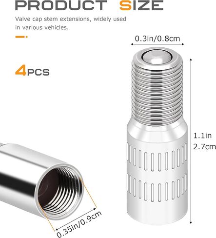 4PCS Valve Stem Extension,Car Accessories Tire Valve Extender,27MM Tire Valve Extension,Brass Valve Stem Extenders,Wheel Tire Cap Extender,Suitable for Most Car Motorcycle Bike Truck in Saudi Arabia