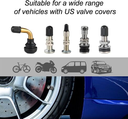 5 مساءً أغطية جذع صمام الإطارات ، يغطي غطاء ضغط الهواء إطارات السيارة المعدن مع بطانة بلاستيكية مقاومة للتسرب العالمي للسيارات لسيارات الدراجات النارية للدراجات النارية (Red ، Universal) in Kuwait