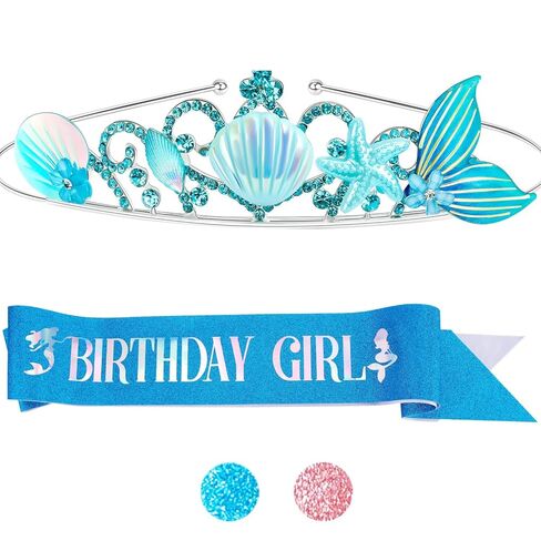 Didder Mermaid Themed Party Outfit: Sash, Crown and Decorations for Girls in Saudi Arabia