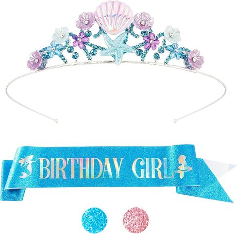 Didder Mermaid Themed Party Outfit: Sash, Crown and Decorations for Girls in Saudi Arabia