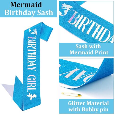 Didder Mermaid Themed Party Outfit: Sash, Crown and Decorations for Girls in Saudi Arabia