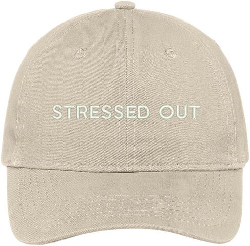 Trendy Apparel Shop Stressed Out Embroidered Brushed Cotton Adjustable Cap Dad Hat in Saudi Arabia