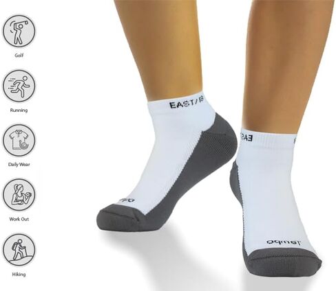 Men's Golf Socks, Black, Moisture Wicking, Low Cut, Cushioned, All-Weather Performance, Athletic Running Mens Ankle Socks, 1 Pair in Saudi Arabia