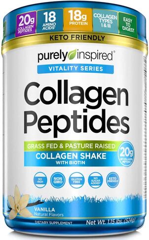 Purely Inspired Collagen and Creatine Powder, Watermelon Strawberry - 10g Collagen & 3g Creatine Builds Lean Muscle - Flavored Drink Mix with Key Electrolytes - Gluten-Free & Zero Sugar in Kuwait