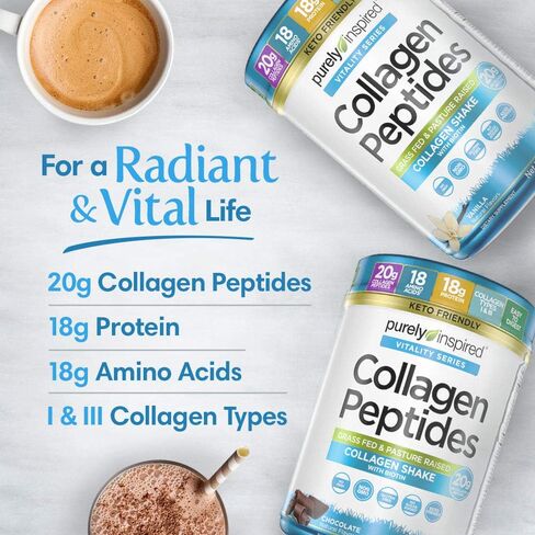 Purely Inspired Collagen and Creatine Powder, Watermelon Strawberry - 10g Collagen & 3g Creatine Builds Lean Muscle - Flavored Drink Mix with Key Electrolytes - Gluten-Free & Zero Sugar in Kuwait