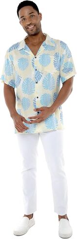 Matchable Hawaiian Luau Father Daughter Men Shirt or Girl Wrap Dress in Pacific Palm Cream in Saudi Arabia