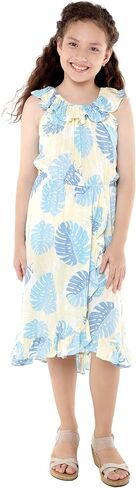 Matchable Hawaiian Luau Father Daughter Men Shirt or Girl Wrap Dress in Pacific Palm Cream in Saudi Arabia