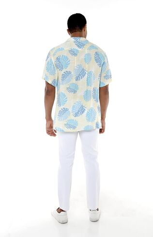 Matchable Hawaiian Luau Father Daughter Men Shirt or Girl Wrap Dress in Pacific Palm Cream in Saudi Arabia