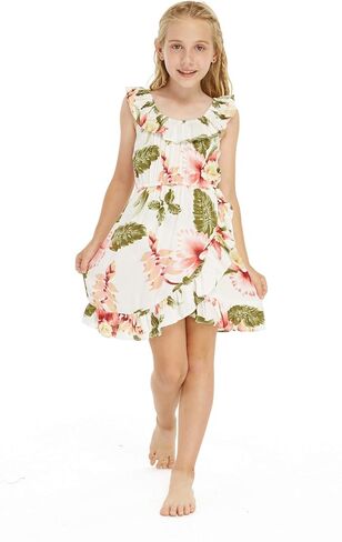 Matching Hawaiian Luau Outfit Men Shirt Girl Wrap Dress in Rafelsia in Saudi Arabia