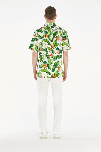 Matchable Hawaiian Luau Father Daughter Men Shirt or Girl Wrap Dress in Bird of Paradise in Saudi Arabia