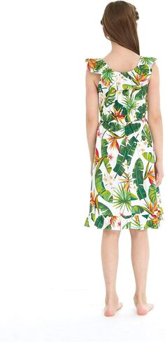 Matchable Hawaiian Luau Father Daughter Men Shirt or Girl Wrap Dress in Bird of Paradise in Saudi Arabia