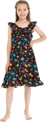 Matchable Hawaiian Luau Father Daughter Men Shirt or Girl Wrap Dress in Flamingo Party Black in Saudi Arabia