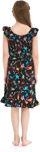 Matchable Hawaiian Luau Father Daughter Men Shirt or Girl Wrap Dress in Flamingo Party Black in Saudi Arabia