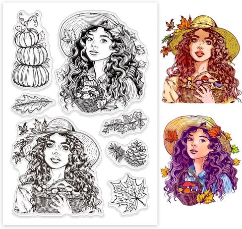 GLOBLELAND Autumn Fashion Women Clear Stamps for DIY Scrapbooking Pumpkin Leaves Silicone Clear Stamp Seals for Cards Making Photo Album Journal Home Decoration in Saudi Arabia