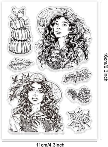 GLOBLELAND Autumn Fashion Women Clear Stamps for DIY Scrapbooking Pumpkin Leaves Silicone Clear Stamp Seals for Cards Making Photo Album Journal Home Decoration in Saudi Arabia