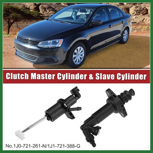 Motoforti Clutch Master Cylinder Slave Cylinder 1J0-721-261-N 1J1-721-388-G Fit for Volkswagen Jetta/for Volkswagen Beetle - Pack of 2 Black Long-lasting in Saudi Arabia