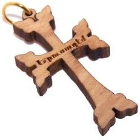 Armenian Olive wood Cross Laser Pendant (8cm or 3.15" long) in Saudi Arabia