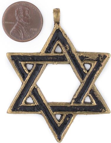 TheBeadChest Brass Star of David Pendant (48x62mm), Ethnic & Rustic Judaica Jewelry Supply in Kuwait