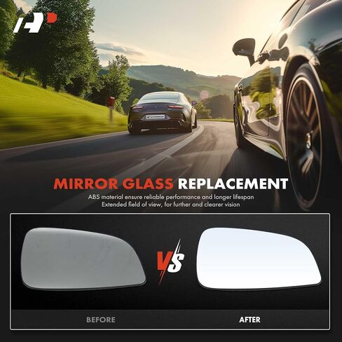 A-Premium Right Passenger Side Heated Mirror Glass with Backing Plate - Compatible with Chevrolet Malibu 2008-2012 & Saturn Aura 2007-2009 - Exterior Side View Convex Mirror in Saudi Arabia