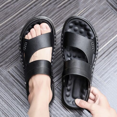 TXTC Fashion Shoes البالغين الصنادل في الهواء الطلق النعال في الهواء الطلق تدليك النعال المفتوح إصبع القدم شريحة مسطحة النعال الراحة غير الرسمية نعل المطاط (اللون: بني ، الحجم: 40 الاتحاد الأوروبي) in Kuwait