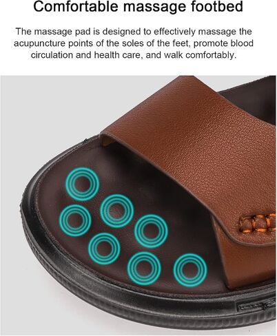 TXTC Fashion Shoes البالغين الصنادل في الهواء الطلق النعال في الهواء الطلق تدليك النعال المفتوح إصبع القدم شريحة مسطحة النعال الراحة غير الرسمية نعل المطاط (اللون: بني ، الحجم: 40 الاتحاد الأوروبي) in Kuwait