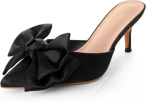 Women's Sandals Heels Pointed Bow High Heeled Slippers Mule Shoes in Kuwait