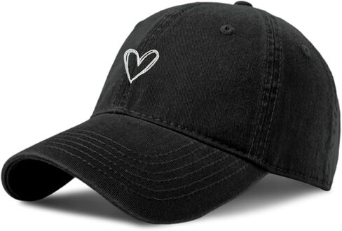 Pairxily Vintage Heart Embroidered Baseball Cap Distressed Adjustable Hat for Women Low Profile Dad Hats Unisex Cotton Cap in Kuwait