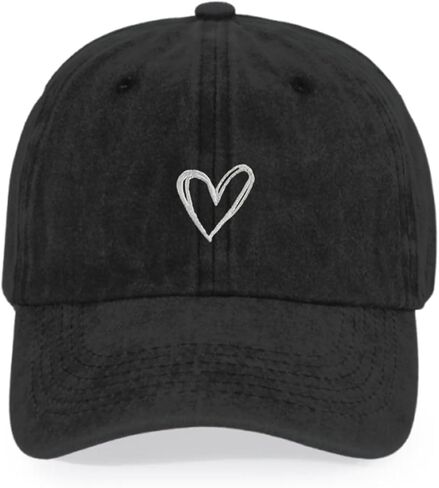 Pairxily Vintage Heart Embroidered Baseball Cap Distressed Adjustable Hat for Women Low Profile Dad Hats Unisex Cotton Cap in Kuwait