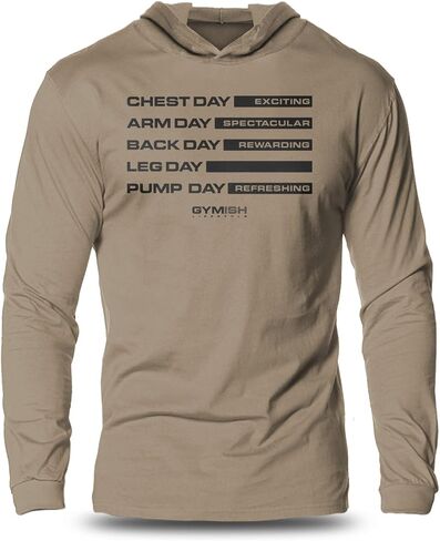 Gymish Lifestyle Athletic Works Gym Days Hooded Workout Shirt Long Sleeve Bodybuilder Men T-shirt in Saudi Arabia