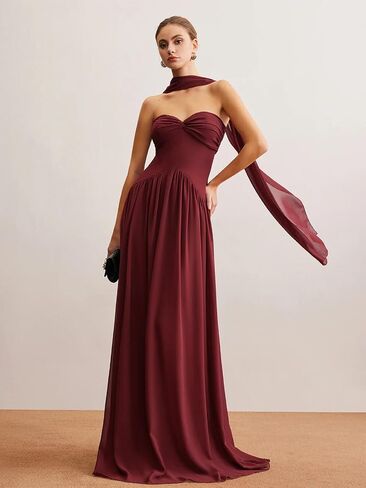 Pleats Corset Bridesmaid Dresses 2025 Long for Women Chiffon Formal Evening Dress TN338 in Saudi Arabia